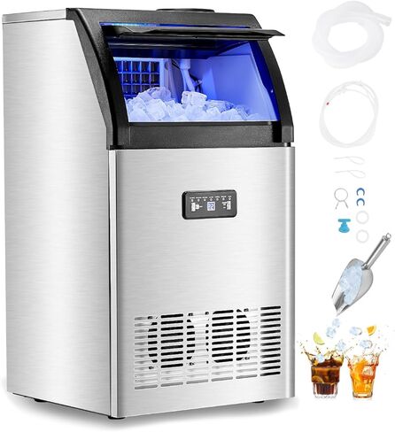 VEVOR Commercial Ice Maker Machine, 265LBS/24H Ice Machine with 80lbs Storage Capacity, 90 Ice Cubes Ready in 12-15 Minutes, Ice Maker Machine for Bar Home Office Restaurant in Saudi Arabia