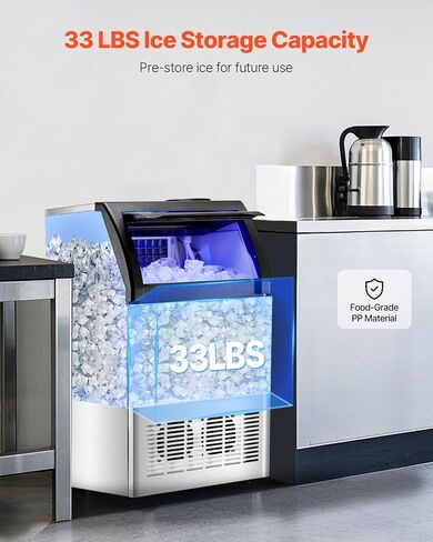 VEVOR Commercial Ice Maker Machine, 265LBS/24H Ice Machine with 80lbs Storage Capacity, 90 Ice Cubes Ready in 12-15 Minutes, Ice Maker Machine for Bar Home Office Restaurant in Saudi Arabia