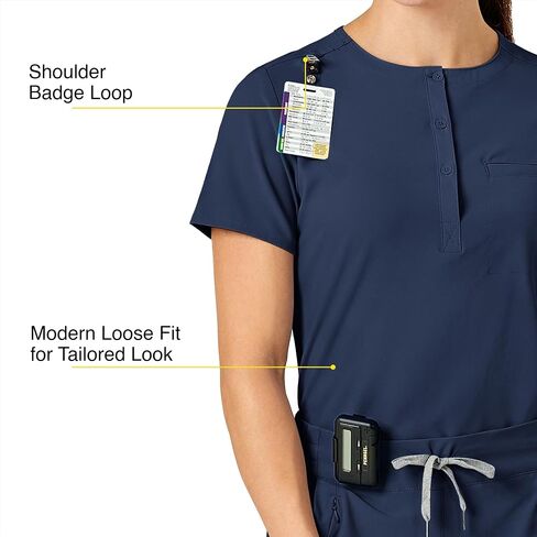 WonderWink Women's Mandarin Collar Tuck-in Scrub Top, Olive, XL in Saudi Arabia