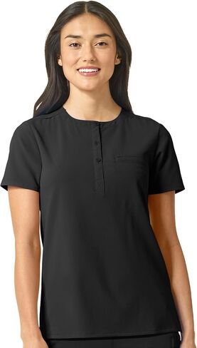 WonderWink Women's Mandarin Collar Tuck-in Scrub Top, Olive, XL in Kuwait