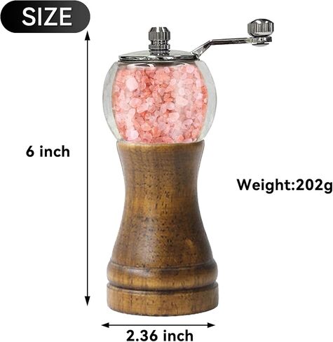 Wooden Clear Pepper Grinder with Base Set, Kitchen Pepper Sea Salt Black Pepper Mill, Home Camping Seasoning Bottle in Saudi Arabia