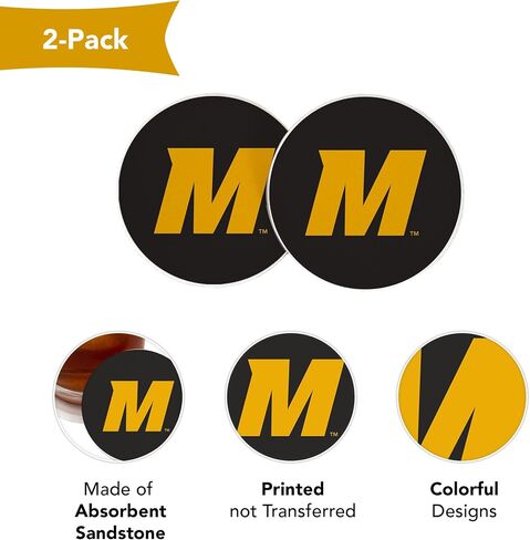 Desert Cactus University of Missouri Car Coaster Mizzou Tigers Absorbent Sandstone Car Cup Coasters Set of 2 (Design A) in Saudi Arabia