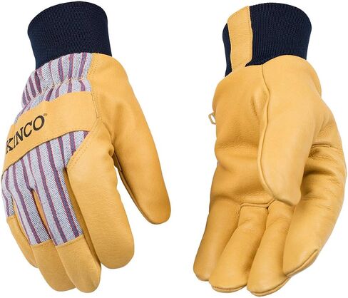 Kinco, 1927KWT-M, Golden Premium Grain Pigskin Palm, Polyester & Elastic Knit Wrist with Leather Pull-Tab, Heatkeep® Thermal Insulation, Mitt Outer Shell Over 5-Finger Glove Inside, Medium in Saudi Arabia