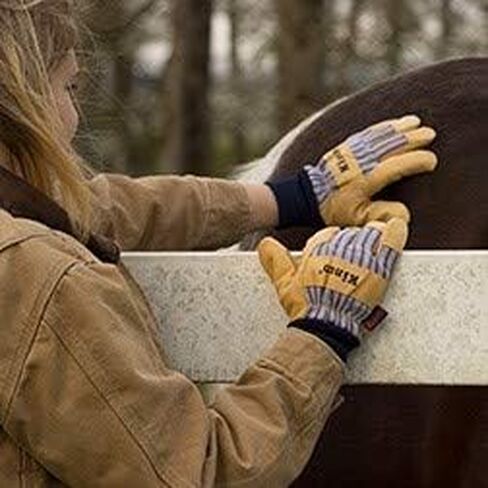 Kinco, 1927KWT-M, Golden Premium Grain Pigskin Palm, Polyester & Elastic Knit Wrist with Leather Pull-Tab, Heatkeep® Thermal Insulation, Mitt Outer Shell Over 5-Finger Glove Inside, Medium in Saudi Arabia