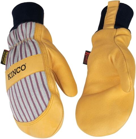 Kinco, 1927KWT-M, Golden Premium Grain Pigskin Palm, Polyester & Elastic Knit Wrist with Leather Pull-Tab, Heatkeep® Thermal Insulation, Mitt Outer Shell Over 5-Finger Glove Inside, Medium in Saudi Arabia