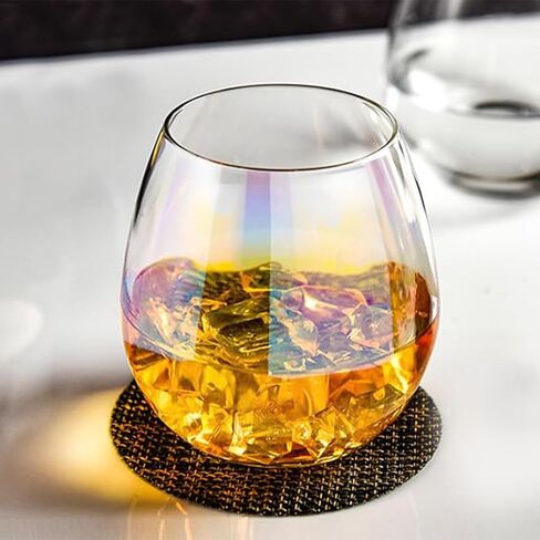 CUKBLESS Stemless Wine Glasses Set of 4, Iridescent Wine Glass for Red or White Wine, 15 OZ in Saudi Arabia