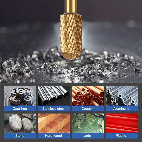 HUHAO Tungsten Carbide Rotary Burr Bit, Double Cut Carbide Burr 1/4" Shank Die Grinder Cutting Burrs Bit for Metal Working & Sturdy in Saudi Arabia