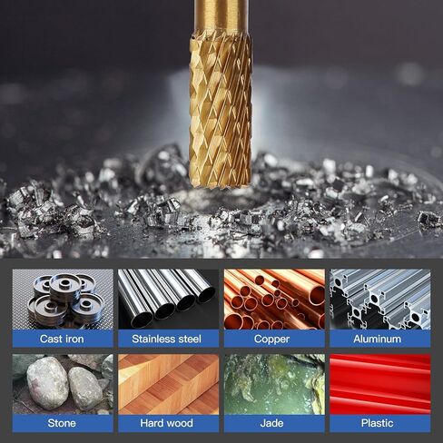 BURR ROTARY CARBIDE ، BURR مزدوجة النحت 1/4 "Hex Shank Die Clrinder Cutting Burr for Metal Rotary Tool ، نحت يعمل على الحطب ، تلميع الحفر المعدني الناعم ، 10 مساءً in Kuwait