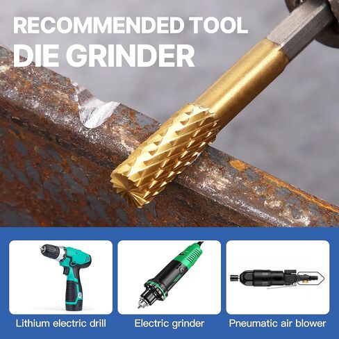 BURR ROTARY CARBIDE ، BURR مزدوجة النحت 1/4 "Hex Shank Die Clrinder Cutting Burr for Metal Rotary Tool ، نحت يعمل على الحطب ، تلميع الحفر المعدني الناعم ، 10 مساءً in Kuwait