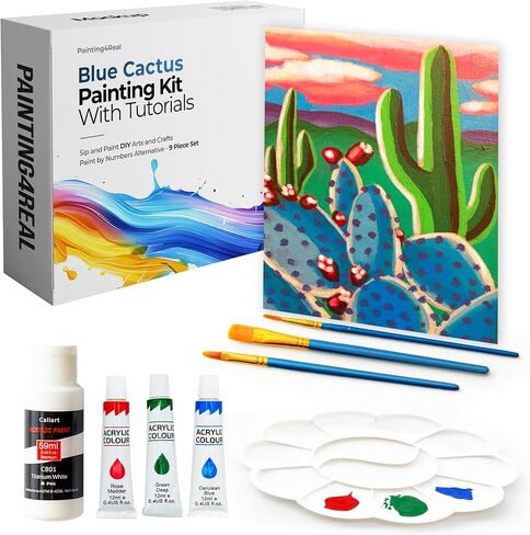 Painting4Real DIY Painting Kits for Adults with Video Tutorials: Learn to Paint Golden Spring Flowers – How to Paint with Acrylic Paint Kit – Painting & Art Supplies Kit – 9 Piece Acrylic Paint Set in Kuwait