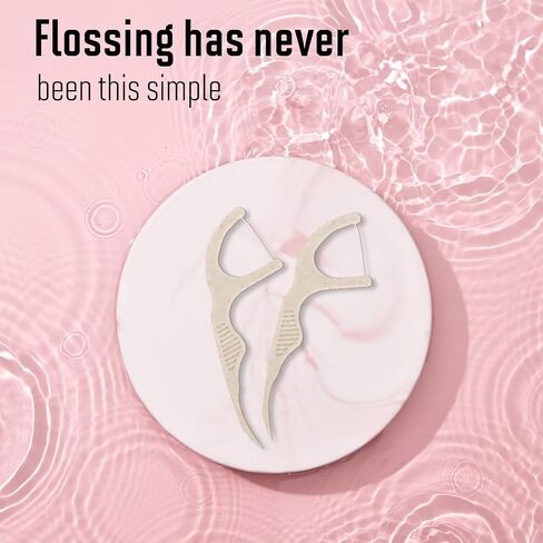 Bodico Mint Biodegradable Eco-Friendly Floss Picks, 40pcs, Beige in Saudi Arabia