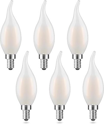 E12 Candelabra LED Light Bulbs Dimmable, 25 Watt Equivalent Chandelier Light Bulb, CA10 Flame Tip Candle Light Bulb, 5000K Daylight White, E12 LED Bulb for Ceiling Fan, Pendant, 3-Pack in Saudi Arabia