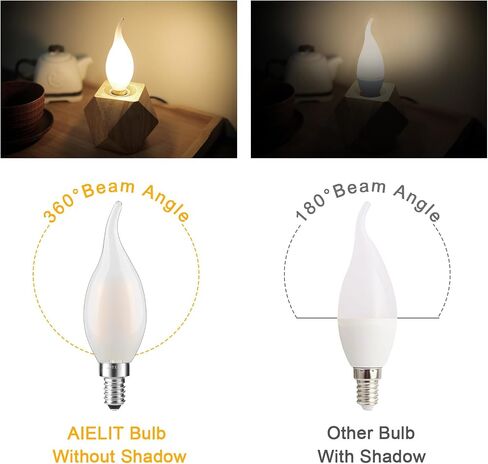E12 Candelabra LED Light Bulbs Dimmable, 25 Watt Equivalent Chandelier Light Bulb, CA10 Flame Tip Candle Light Bulb, 5000K Daylight White, E12 LED Bulb for Ceiling Fan, Pendant, 3-Pack in Saudi Arabia