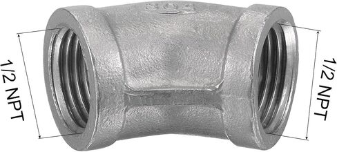 uxcell Pipe Fitting 45 Degree Elbow 1/4 NPT Female Thread Hose Connector Adapter, 304 Stainless Steel in Saudi Arabia