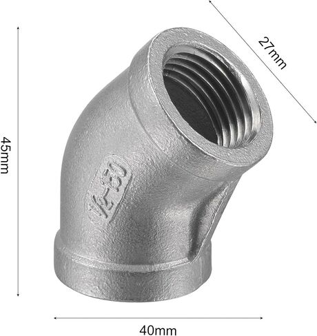 uxcell Pipe Fitting 45 Degree Elbow 1/4 NPT Female Thread Hose Connector Adapter, 304 Stainless Steel in Saudi Arabia