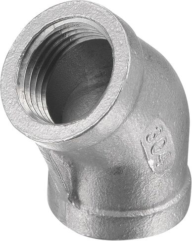 uxcell Pipe Fitting 45 Degree Elbow 1/4 NPT Female Thread Hose Connector Adapter, 304 Stainless Steel in Saudi Arabia