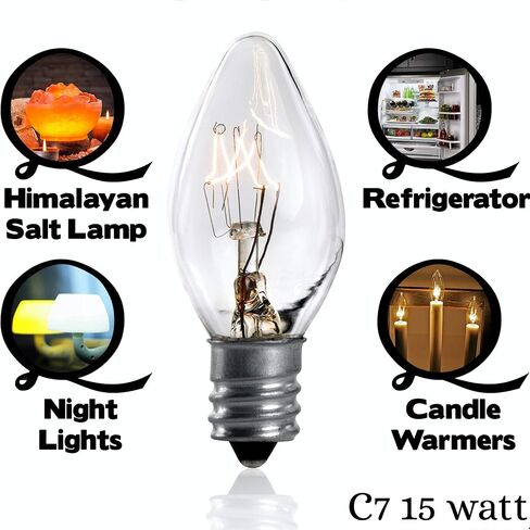 15 Watt Candelabra Base Specialty Bulbs for Salt Lamps, Wax Warmers (12 Pack) – E12 C7 Socket in Kuwait