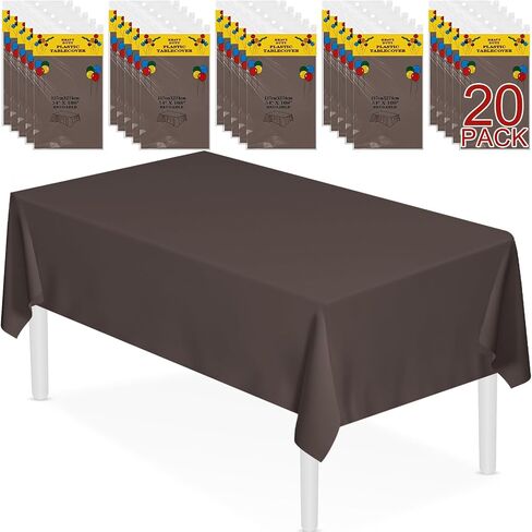 Xseino 8 Pack 54 "× 108" قطعة قماش بلاستيكية سوداء متميزة ، مستطيل يمكن التخلص من المائدة المائدة المائدة الغطاء المائي لعيد الميلاد لزواج حفلات التخرج الإمدادات in Kuwait