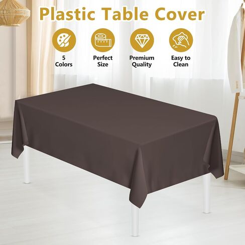 Xseino 8 Pack 54 "× 108" قطعة قماش بلاستيكية سوداء متميزة ، مستطيل يمكن التخلص من المائدة المائدة المائدة الغطاء المائي لعيد الميلاد لزواج حفلات التخرج الإمدادات in Kuwait
