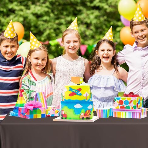Xseino 8 Pack 54 "× 108" قطعة قماش بلاستيكية سوداء متميزة ، مستطيل يمكن التخلص من المائدة المائدة المائدة الغطاء المائي لعيد الميلاد لزواج حفلات التخرج الإمدادات in Kuwait