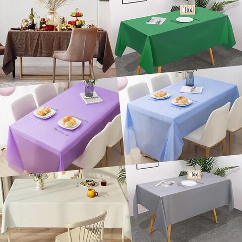 Xseino 8 Pack 54 "× 108" قطعة قماش بلاستيكية سوداء متميزة ، مستطيل يمكن التخلص من المائدة المائدة المائدة الغطاء المائي لعيد الميلاد لزواج حفلات التخرج الإمدادات in Kuwait