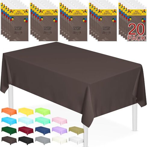 Xseino 8 Pack 54 "× 108" قطعة قماش بلاستيكية سوداء متميزة ، مستطيل يمكن التخلص من المائدة المائدة المائدة الغطاء المائي لعيد الميلاد لزواج حفلات التخرج الإمدادات in Kuwait