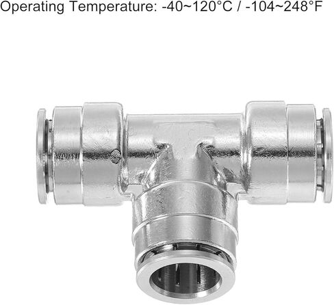uxcell 6mm OD Tee Push to Connect Tube Fittings Nickle-Plated Brass Quick Connect 3 Way Union Tee Air Line Fittings, Silver 2Pcs in Saudi Arabia