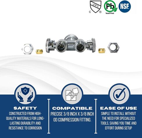 2 Pcs XFITTING OD Compression 3/8 Inch x 3/8 Inch OD Compression x 1/2 Inch Push Fit Dual Angle Valve, 4-4-2=2XX in Saudi Arabia