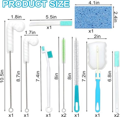 Palksky Ice Maker Cleaning Brush Set, Ice Machine Cleaning Tools - 2Pcs Drain Pipe Brush Nylon Bristles with 8Pcs Crevice Cleaning Brush in Saudi Arabia