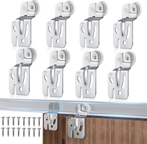8 Piece Sliding Wardrobe Door Hardware Set, Sliding Closet Door Roller Kit to Allow Wardrobe Cabinet Doors to Slide Smoothly and Quietly with Screws (#1, 2) in Saudi Arabia