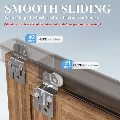8 Piece Sliding Wardrobe Door Hardware Set, Sliding Closet Door Roller Kit to Allow Wardrobe Cabinet Doors to Slide Smoothly and Quietly with Screws (#1, 2) in Saudi Arabia