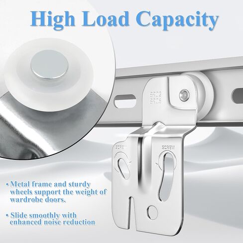 8 Piece Sliding Wardrobe Door Hardware Set, Sliding Closet Door Roller Kit to Allow Wardrobe Cabinet Doors to Slide Smoothly and Quietly with Screws (#1, 2) in Saudi Arabia