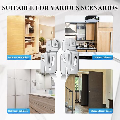 8 Piece Sliding Wardrobe Door Hardware Set, Sliding Closet Door Roller Kit to Allow Wardrobe Cabinet Doors to Slide Smoothly and Quietly with Screws (#1, 2) in Saudi Arabia