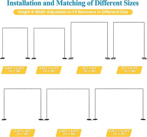 Fomcet 6.6FT x 10FT Backdrop Stand Heavy Duty with Base Gold Pipe and Drape Square Backdrop Stand Adjustable Portable Metal Arch Frame for Wedding Baby Shower Birthday Parties Banquet Decorations in Saudi Arabia