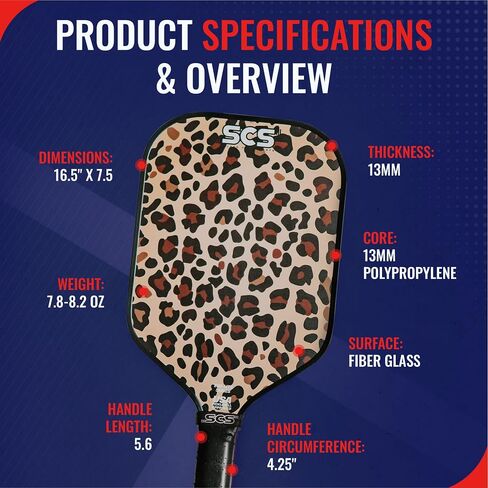 SCS - Pickleball Paddle, 2024 USAPA Approved, Carbon Fiber Surface & Sure-Grip Handle, Lightweight Intermediate, Enhanced Spin Control, Evo-Lite Series in Saudi Arabia