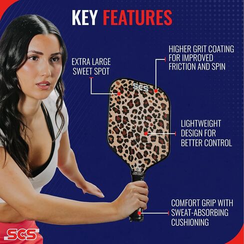 SCS - Pickleball Paddle, 2024 USAPA Approved, Carbon Fiber Surface & Sure-Grip Handle, Lightweight Intermediate, Enhanced Spin Control, Evo-Lite Series in Saudi Arabia