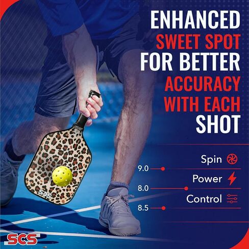 SCS - Pickleball Paddle, 2024 USAPA Approved, Carbon Fiber Surface & Sure-Grip Handle, Lightweight Intermediate, Enhanced Spin Control, Evo-Lite Series in Saudi Arabia