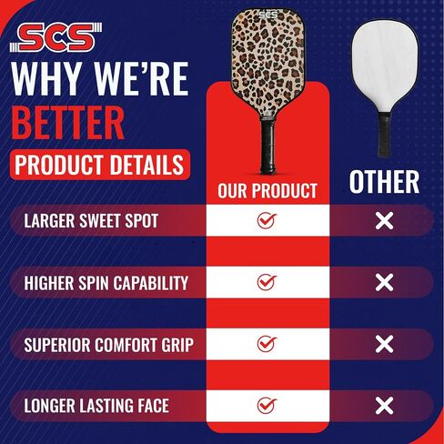 SCS - Pickleball Paddle, 2024 USAPA Approved, Carbon Fiber Surface & Sure-Grip Handle, Lightweight Intermediate, Enhanced Spin Control, Evo-Lite Series in Saudi Arabia