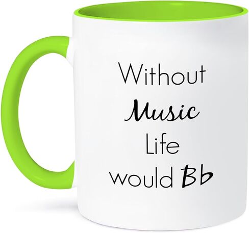 3dRose Without Music Life Would B Flat, Yellow Mug, 11 oz in Saudi Arabia