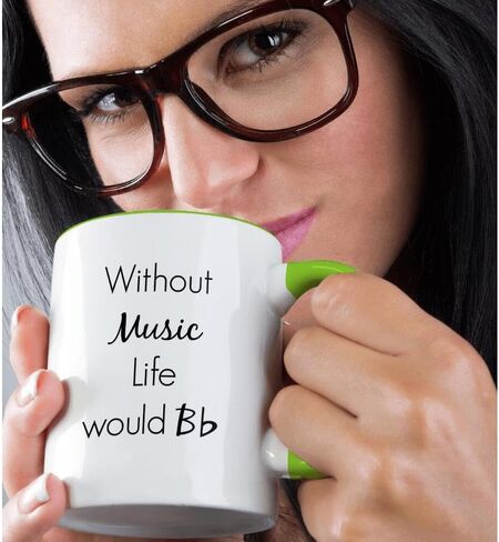 3dRose Without Music Life Would B Flat, Yellow Mug, 11 oz in Saudi Arabia
