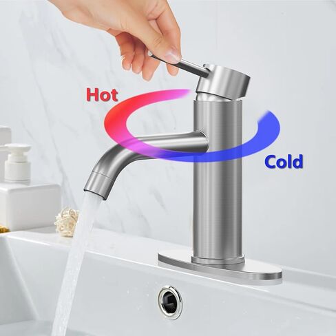 Matte Black Bathroom Faucet Single Handle Bathroom Sink Faucet Matte Black Single Hole Basin Vanity Faucet with Pop-up Drain Suitable for 1 Hole or 3 Hole, Modern One Hole Bathroom Faucet in Saudi Arabia
