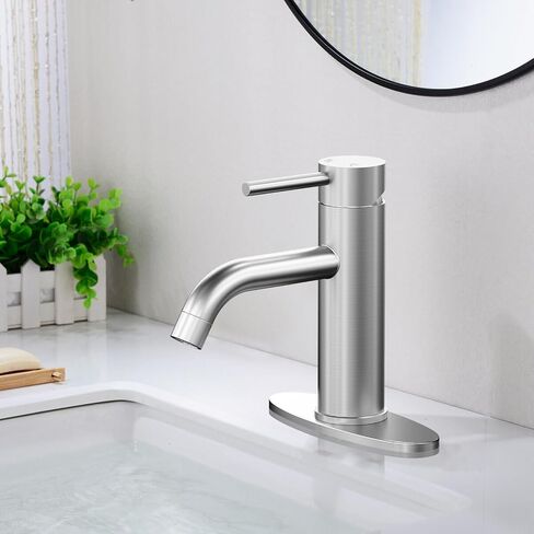 Matte Black Bathroom Faucet Single Handle Bathroom Sink Faucet Matte Black Single Hole Basin Vanity Faucet with Pop-up Drain Suitable for 1 Hole or 3 Hole, Modern One Hole Bathroom Faucet in Saudi Arabia