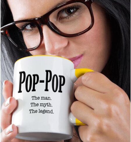 3dRose Pop-Pop The Man The Myth The Legend Grandpa Grandfather Ceramic Mug, 15-Ounce in Saudi Arabia