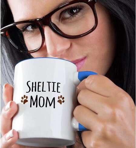 3dRose Sheltie Dog Mom Mug, 11 oz, Black in Saudi Arabia