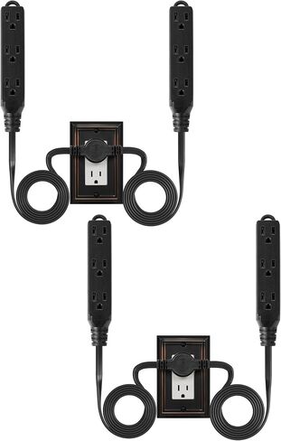 3 Prong Twin Extension Cord Power Strip, 12Ft Ultra Thin Flat Extension Cord with Flat Head Plug, 6 Ft on Each Side, 6 Outlets, Double Extension Cord Splitter, Indoor Use, ETL Listed, White in Saudi Arabia