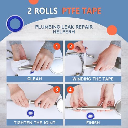 8 لفات تفلون شريط ، شريط السباكين (1/2 بوصة × 520 بوصة) ، شريط ptfe لشريط الختم ، شريط السباك in Kuwait