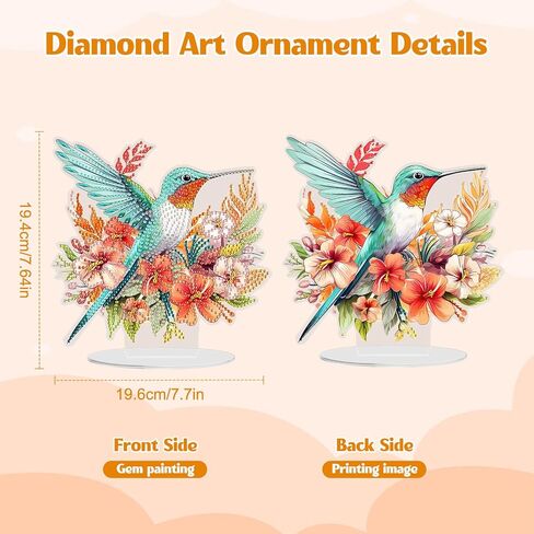 زهور Ghkud Diamond Painting Desktop Ornament مزدوجة ، وقفا الحلي الفنية الماس للبالغين ، DIY خاص الماس الأحجار الكريمة طاولة وضع الطاولة الطاولة للديكور المنزلي in Kuwait