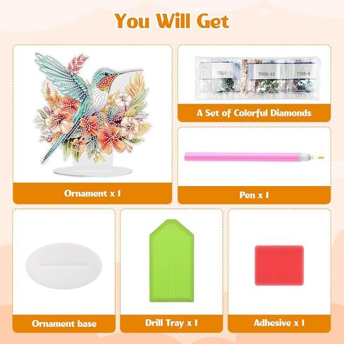 زهور Ghkud Diamond Painting Desktop Ornament مزدوجة ، وقفا الحلي الفنية الماس للبالغين ، DIY خاص الماس الأحجار الكريمة طاولة وضع الطاولة الطاولة للديكور المنزلي in Kuwait