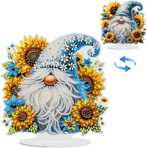 زهور Ghkud Diamond Painting Desktop Ornament مزدوجة ، وقفا الحلي الفنية الماس للبالغين ، DIY خاص الماس الأحجار الكريمة طاولة وضع الطاولة الطاولة للديكور المنزلي in Kuwait