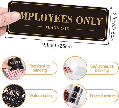 Employees Only Sign for Door, (2 Pack) Self-Adhesive Staff Only for Business Door and Wall 9 x 3 Inches black/white in Saudi Arabia